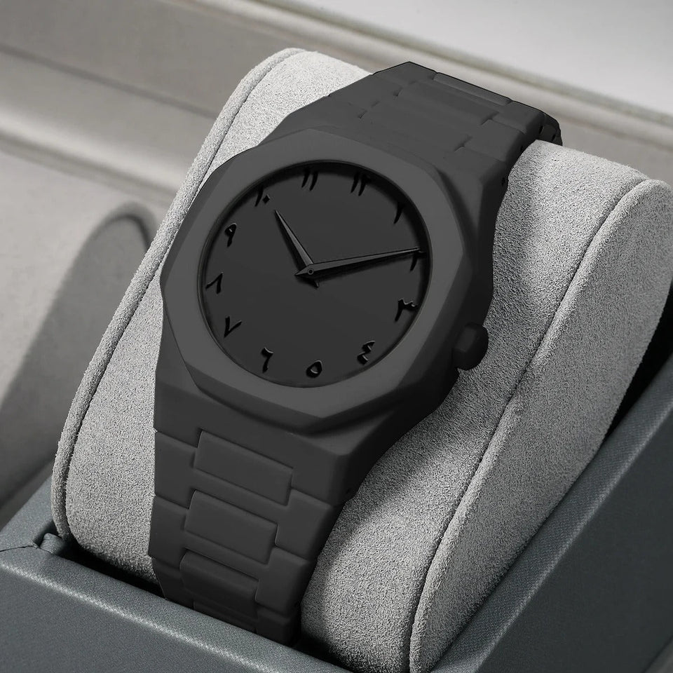 Arabic Aura Full Black Luxury Waterproof Wrist Watch