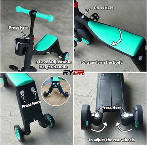8-in-1 Multi-Functional Kids Scooter & Tricycle