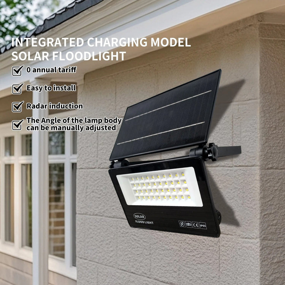 Solar Flood Light Remote Control Solar Powered Spotlight Outdoor Waterproof Street Light Adjustable