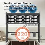 3-Tiers Over The Sink Dish Drainer Drying Rack with Cover