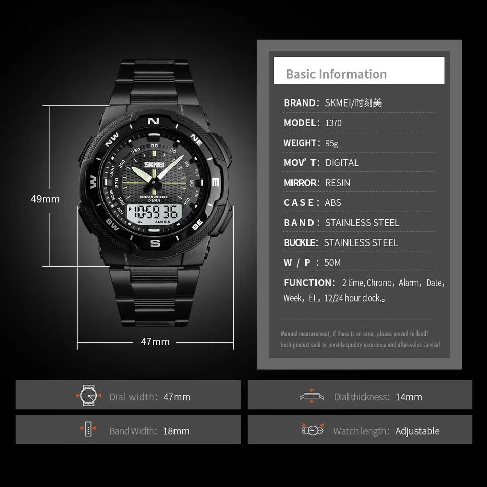 SKMEI Waterproof Stainless Steel Chronograph Watch