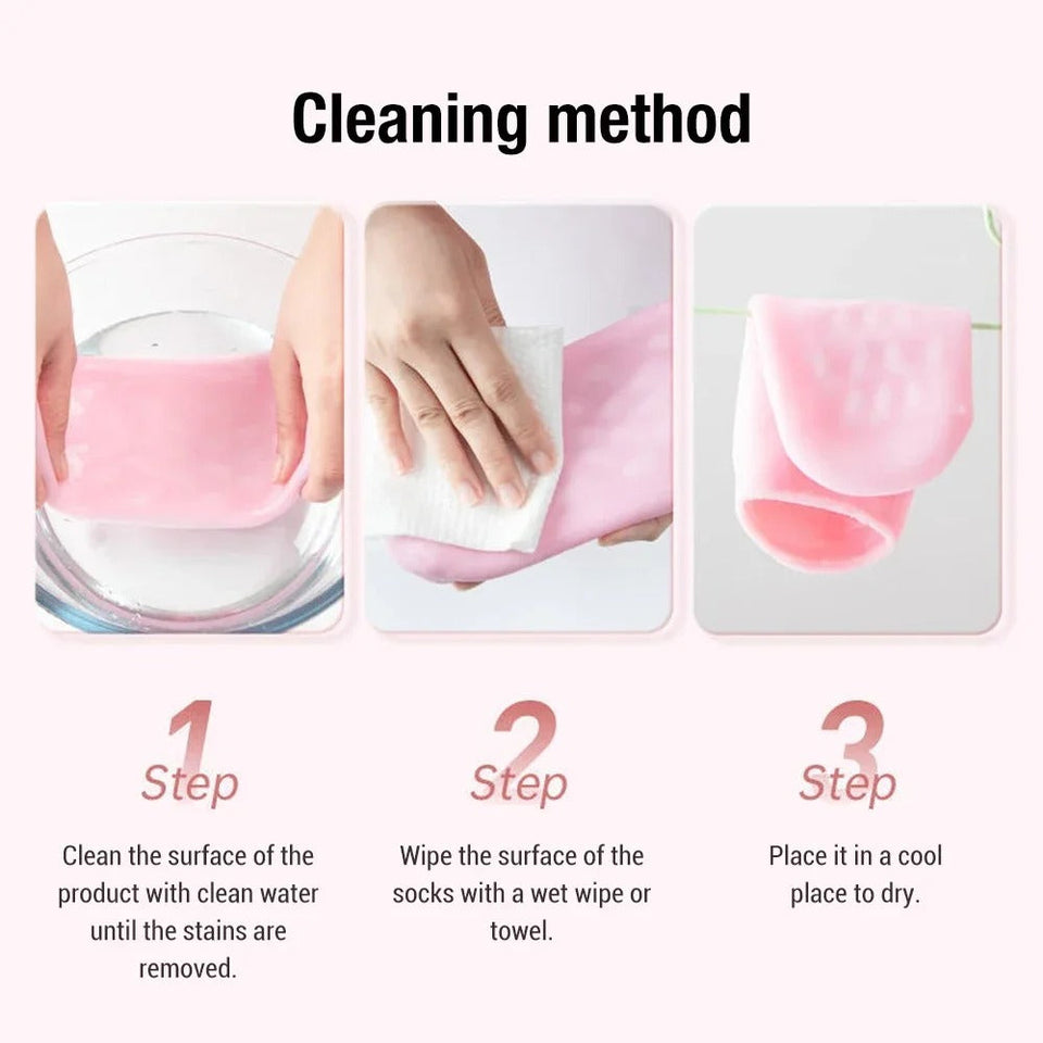 2 PCS Silicone Moisturizing Gel Socks for Cracked Heels - Reusable Foot Mask