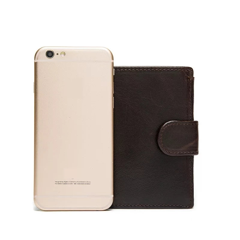 Crazy Horse Men Genuine Leather Business Wallet Coin Zipper