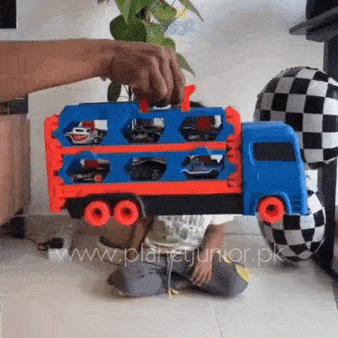 5Ft+ Long Foldable Transport Truck with Race Track & 6 Cars