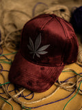 Maroon Leaf Suede Cap