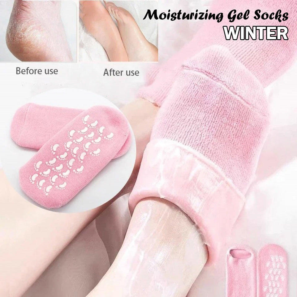 2 PCS Silicone Moisturizing Gel Socks for Cracked Heels - Reusable Foot Mask