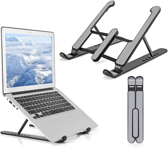HashMart Metal Body Folding Laptop Stand – Adjustable Ergonomic Laptop Holder
