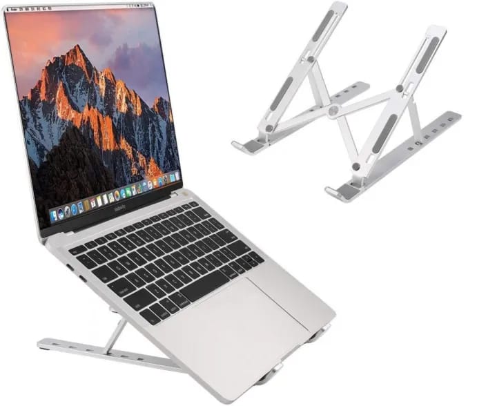 HashMart Metal Body Folding Laptop Stand – Adjustable Ergonomic Laptop Holder