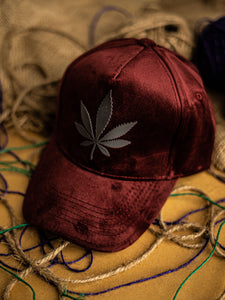 Maroon Leaf suede premium cap