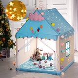 Modern Blue Castle Tent House with Curtains & Window