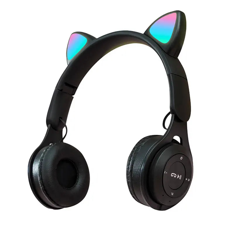 Cat Ear Wireless Headphones Bluetooth 5.0 Large Capacity Cute Cartoon Earphones