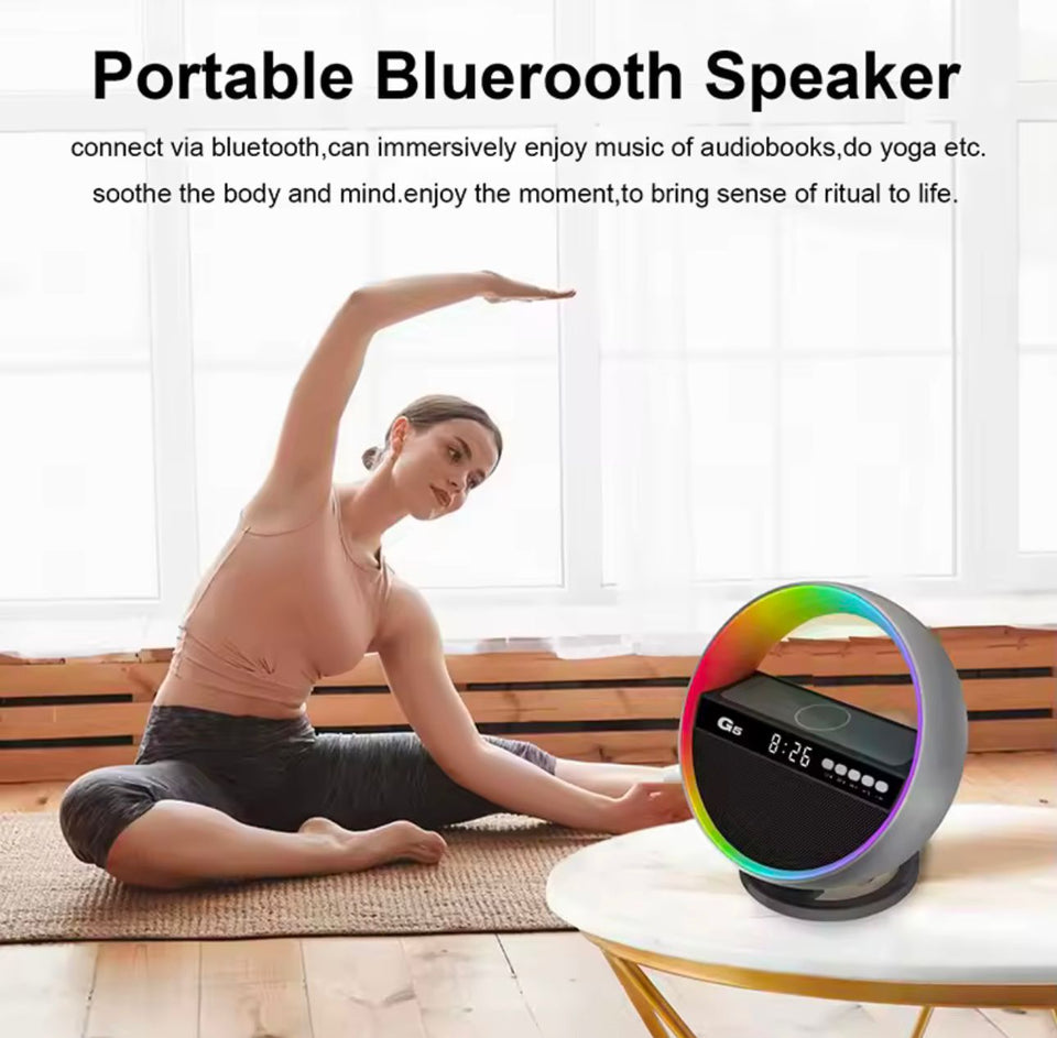 RGB O-SHAPE LAMP  FAST WIRELESS CHARGING  BLUETOOTH SPEAKER