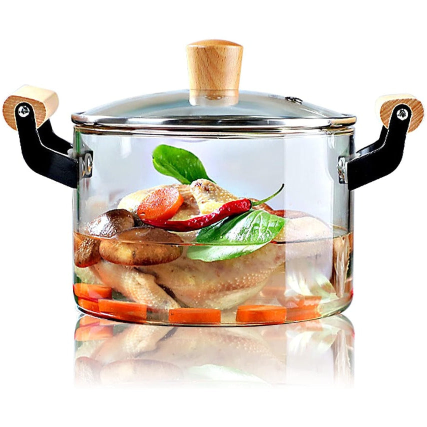 Glass Cooking Pot - Heat Resistant Cooking Bowl