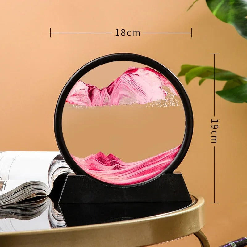3D Hourglass Quicksand Moving Sand Art Picture Round Glass Deep Sea Sandscape Craft Flowing Painting Office Home