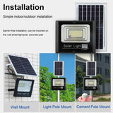 Solar LED Flood Light 100W Spotlight IP65 Waterproof with Remote Control & Adjustable for Outdoor