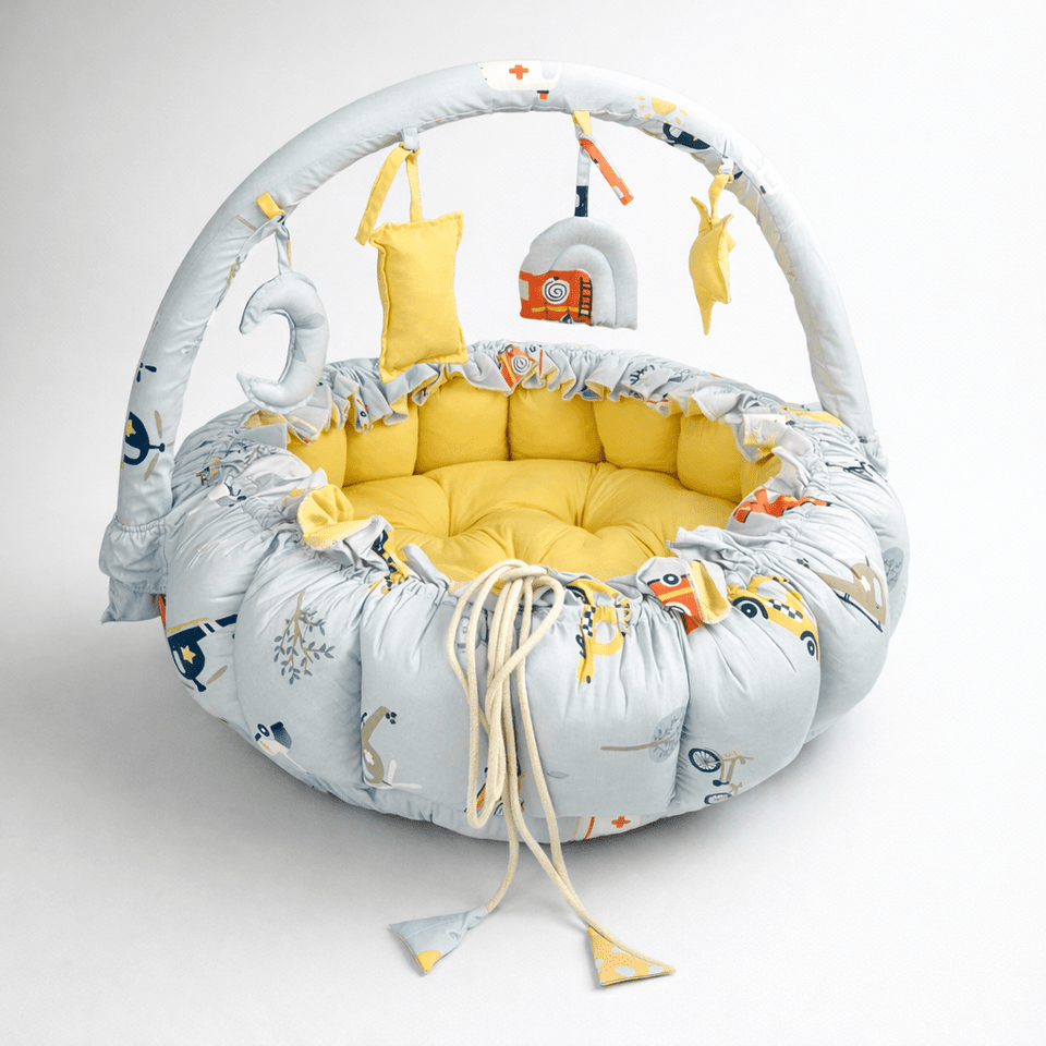 Adventure Cars Reversible Baby Round Cot & Play Mat