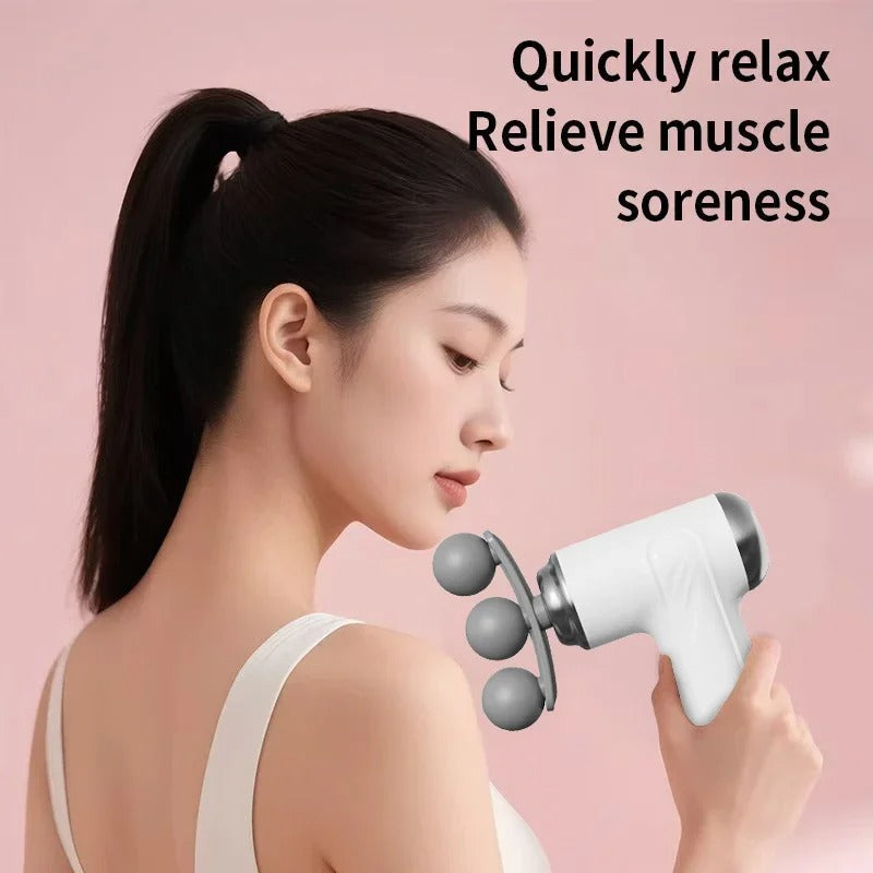 Multi functional home mini 3-head fascia gun for relaxing muscles neck membrane gun electric impact fitness equipment massager