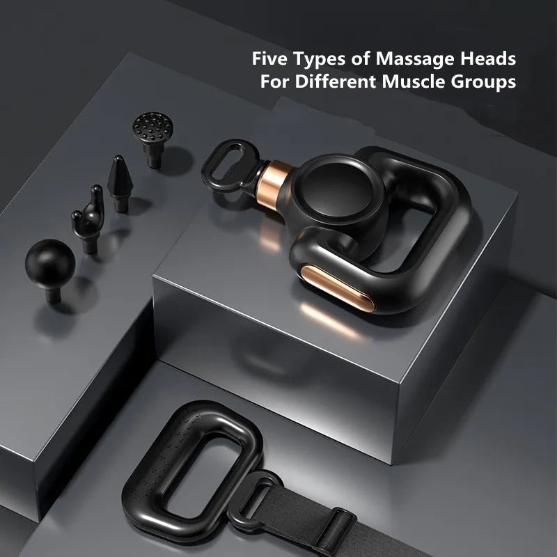 New Fascial Gun Muscle Relaxing Vibration Massager Low Noise Multifunction Massage-Head and Belt Body Relaxer Massage Gun