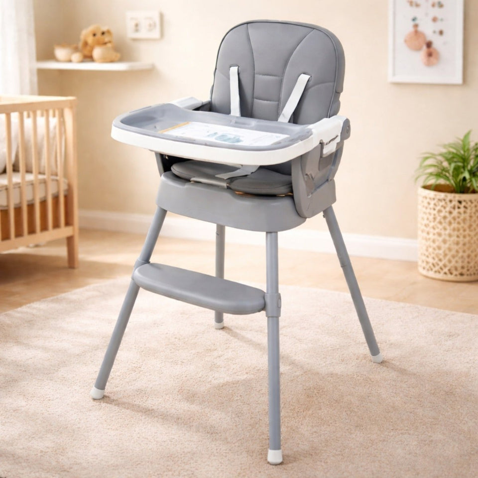 2-in-1 Adjustable Baby Feeding High Chair with Safety Harness