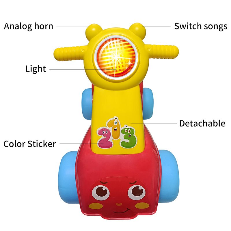 Baby Musical Ride-On Scooter Car – Interactive Push Car for Toddlers with Lights & Sounds