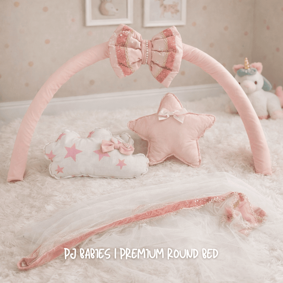 Baby Pink Cloud Reversible Premium Baby Round Cot & Play Mat