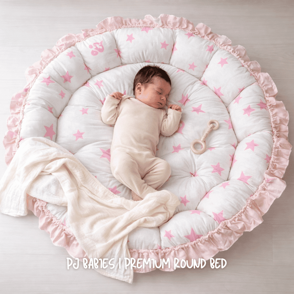 Baby Pink Cloud Reversible Premium Baby Round Cot & Play Mat