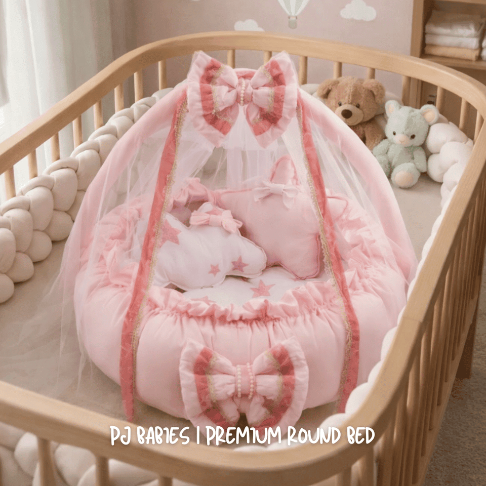 Baby Pink Cloud Reversible Premium Baby Round Cot & Play Mat