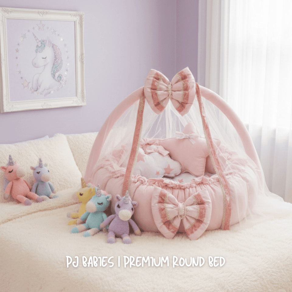 Baby Pink Cloud Reversible Premium Baby Round Cot & Play Mat