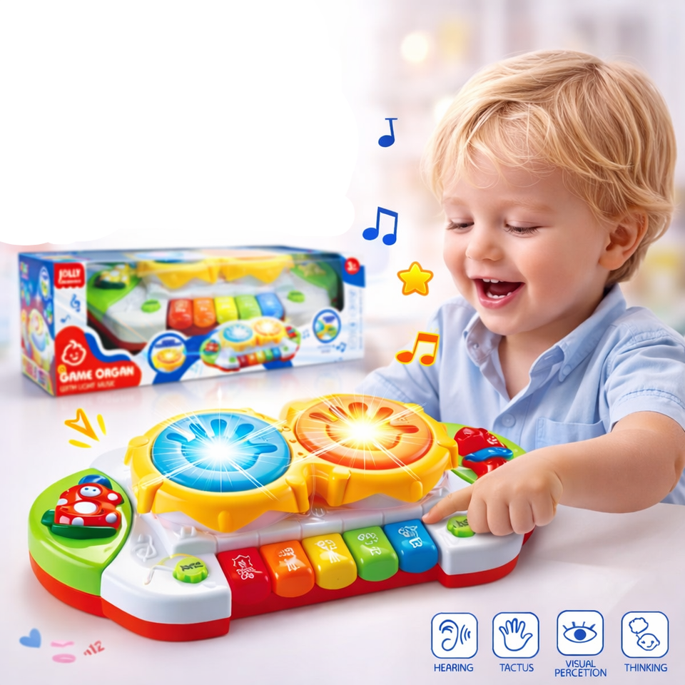 Bright Beats Musical Play Piano Drum – Light & Sound Activity Station for Toddlers