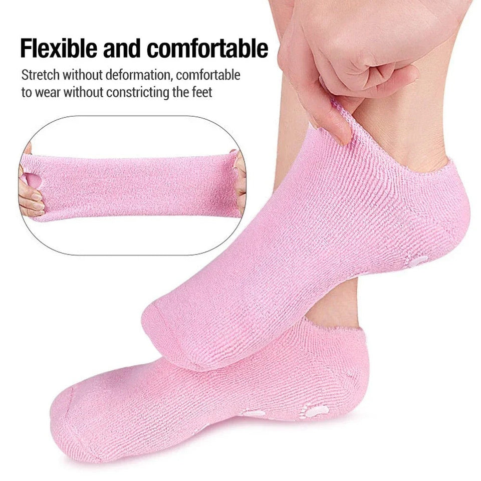 2 PCS Silicone Moisturizing Gel Socks for Cracked Heels - Reusable Foot Mask