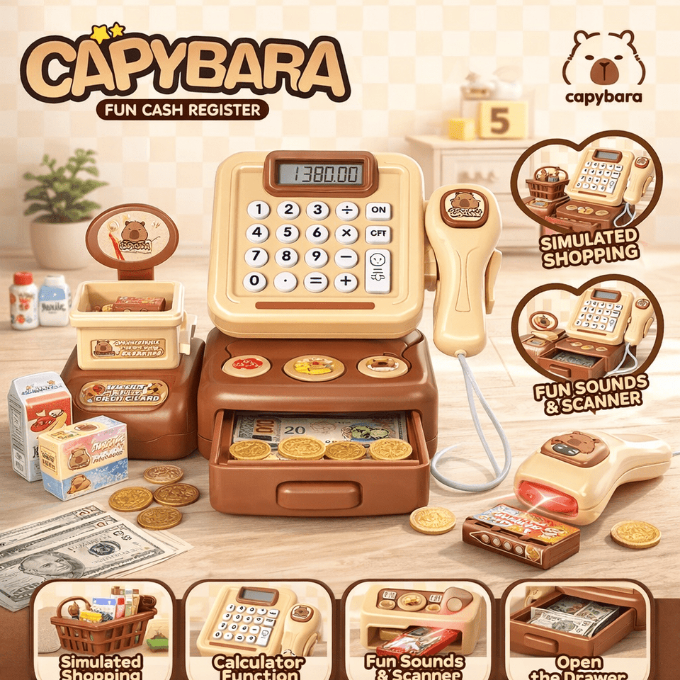 🧾 Capybara Cash Register Toy – Fun Shopping Play Set for Kids!
