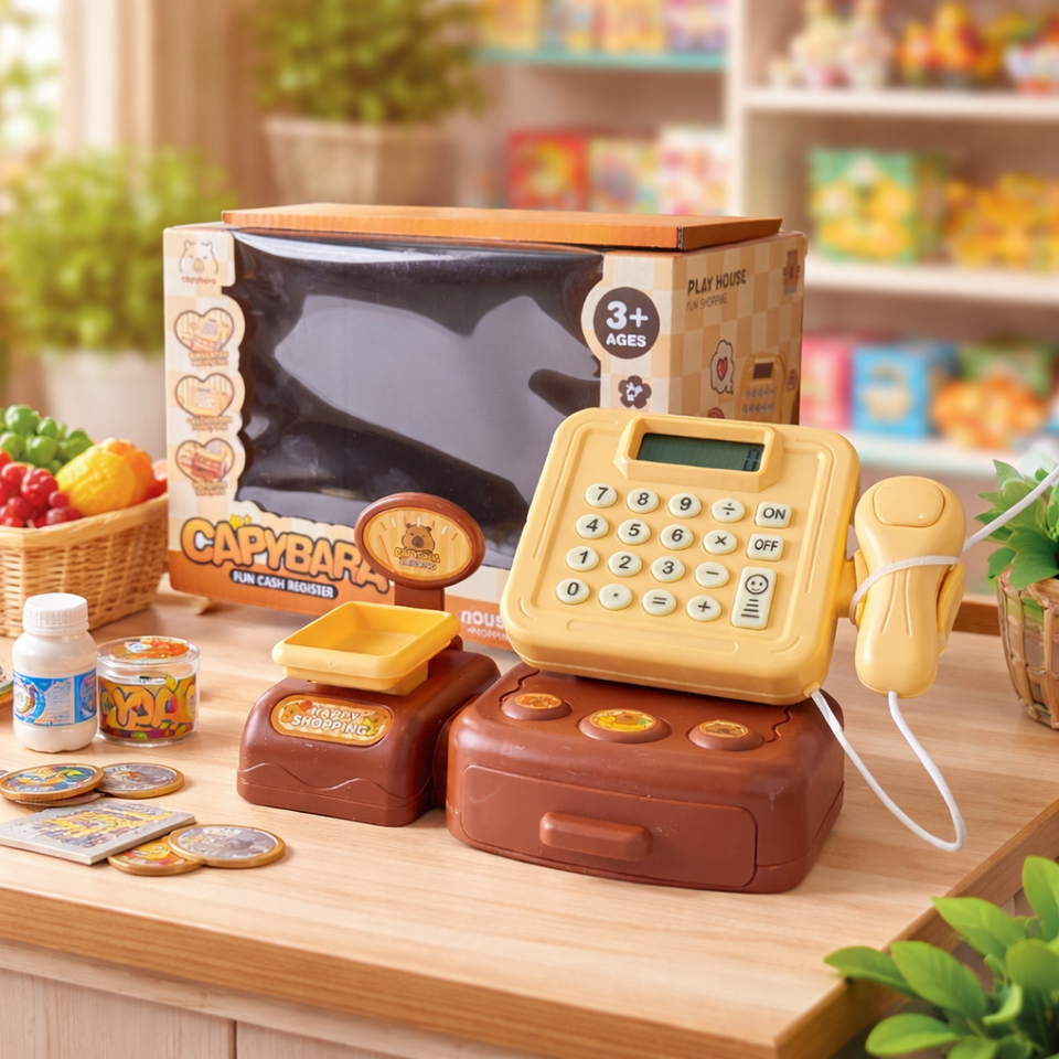 🧾 Capybara Cash Register Toy – Fun Shopping Play Set for Kids!