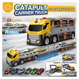 Catapult Construction Carrier Truck Set for Kids – Expandable Launch Truck with Racing Cars, Lights &  Music