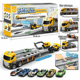 Catapult Construction Carrier Truck Set for Kids – Expandable Launch Truck with Racing Cars, Lights &  Music