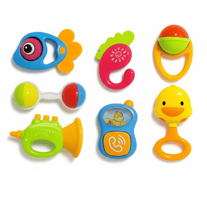 Cute Feeder Shape Colorful Baby Rattle Set