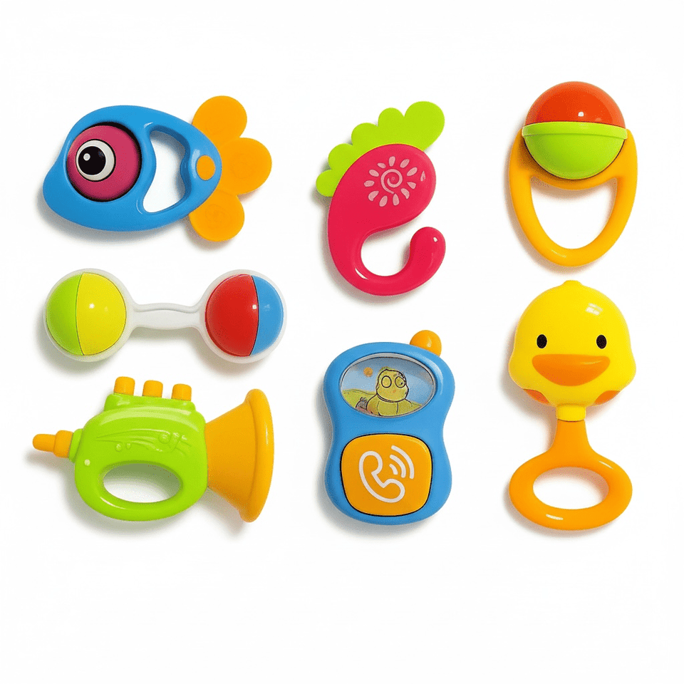 Cute Feeder Shape Colorful Baby Rattle Set