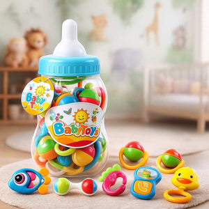 Cute Feeder Shape Colorful Baby Rattle Set