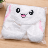 Cute White Bunny Winter Hat with Plush Ears & Lights – Soft Warm & Cozy Headwear