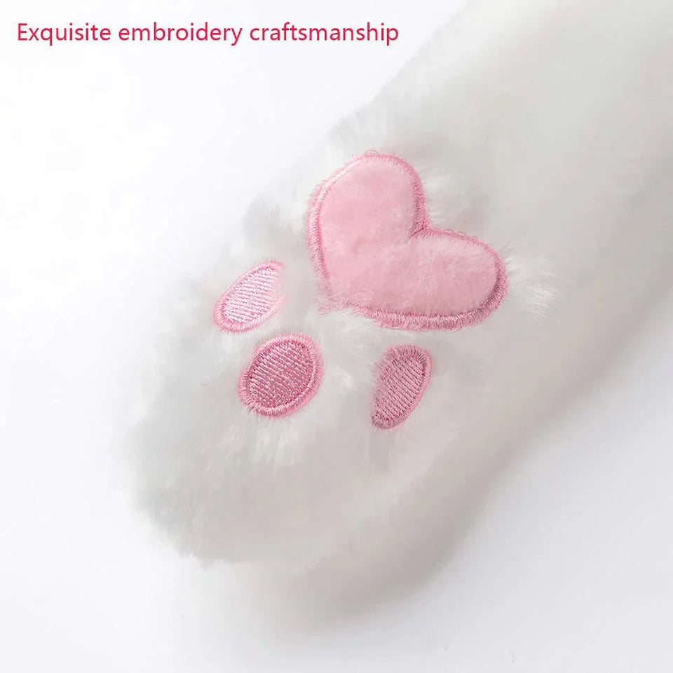 Cute White Bunny Winter Hat with Plush Ears & Lights – Soft Warm & Cozy Headwear
