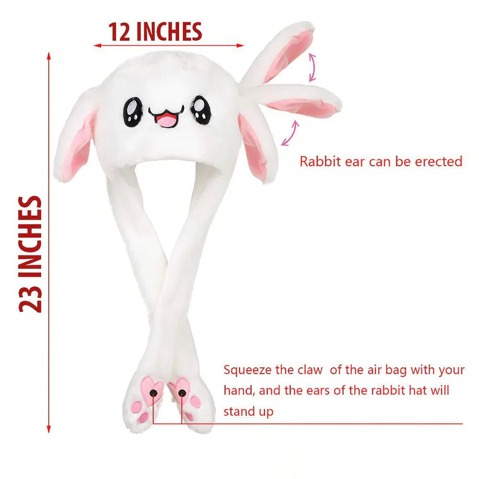 Cute White Bunny Winter Hat with Plush Ears & Lights – Soft Warm & Cozy Headwear