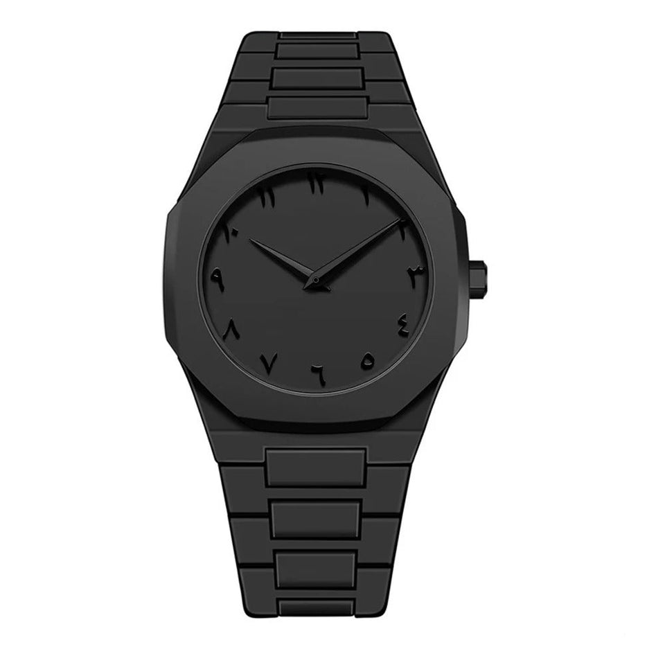Arabic Aura Full Black Luxury Waterproof Wrist Watch