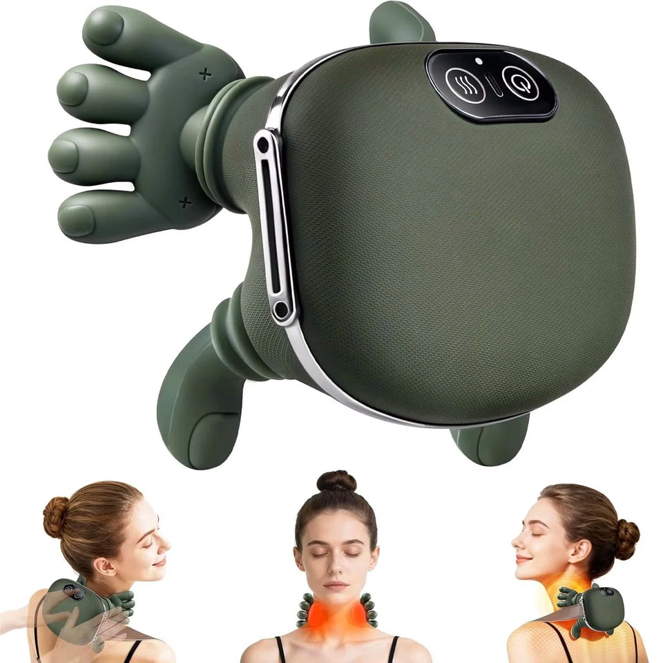 4D Simulated Human Hand Massager with Five Fingers, Electric Deep Tissue Massage Cushion, Wireless USB Rechargeable Portable Device for Neck, Shoulders, Back, Arms, And Legs