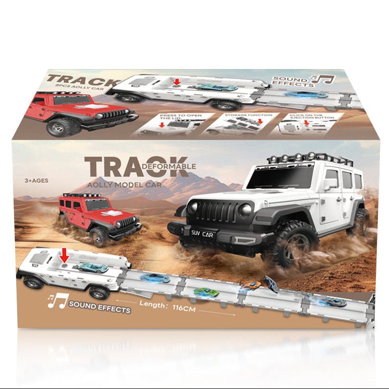 Deformable Track Car Carrier with 6 Metal Cars Set
