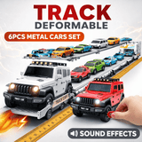 Deformable Track Car Carrier with 6 Metal Cars Set
