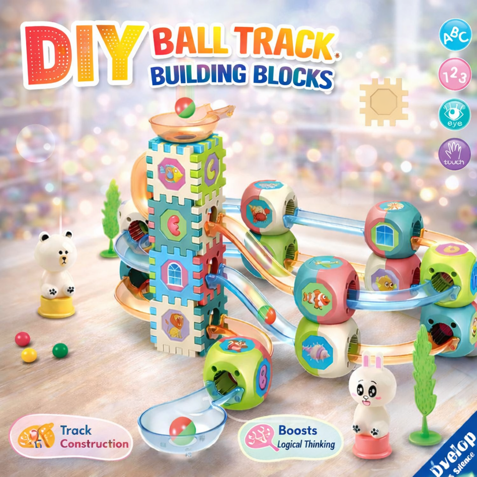 🧩 DIY Rolling Ball Track Building Blocks Set