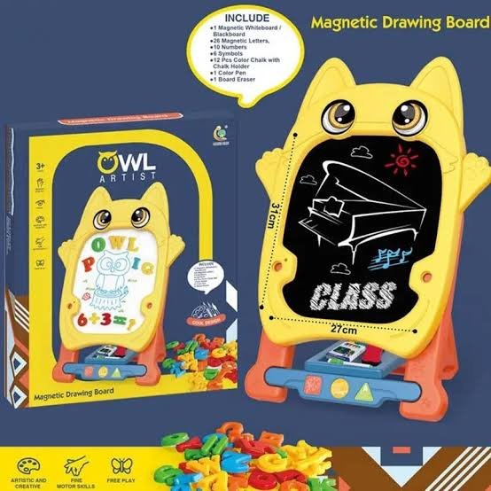 Double Sided Owl Magnetic Drawing & Learning Board