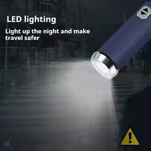 Fully automatic umbrella with rotatable LED flashlight, business wind resistant folding umbrella