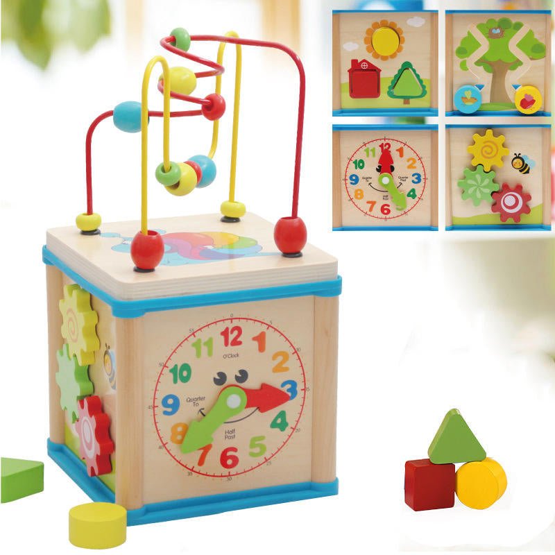 Early Education 5-in-1 Wooden Learning Cube