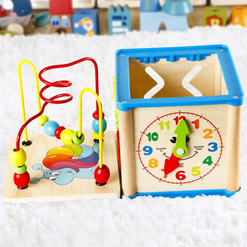 Early Education 5-in-1 Wooden Learning Cube
