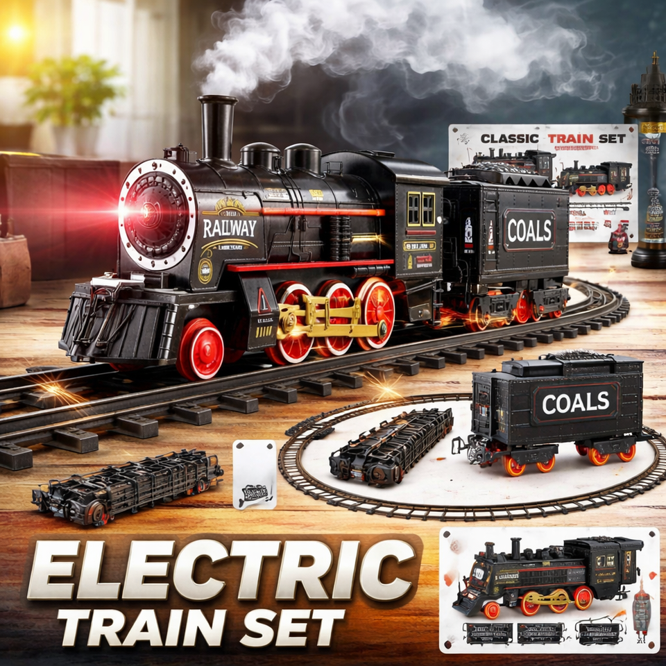 Electric Smoke Classic Train Set with Tracks & Cargo Cars